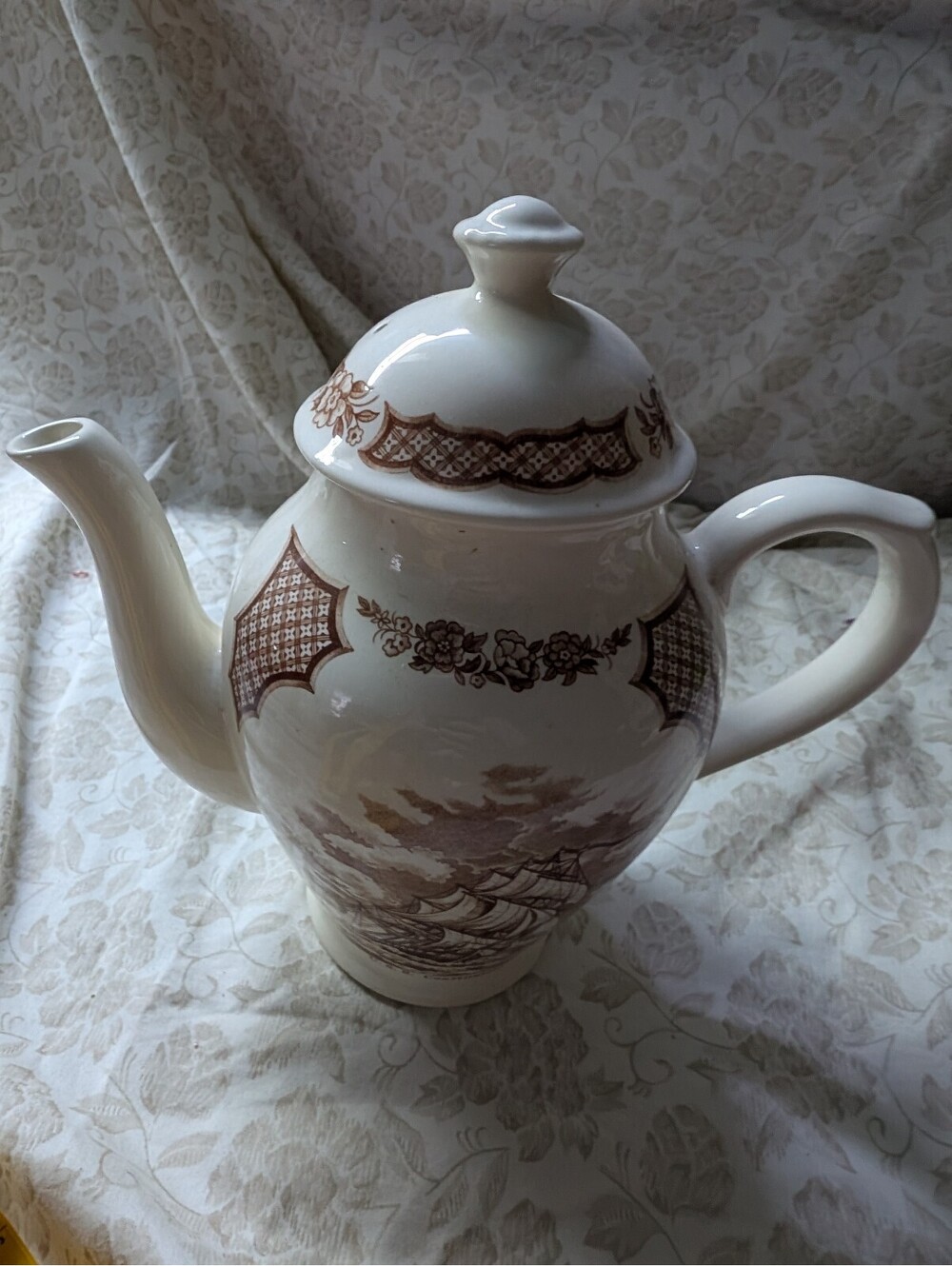 Vintage Alfred Meakin Staffordshire 'Fair Winds' USS Constitution Teapot